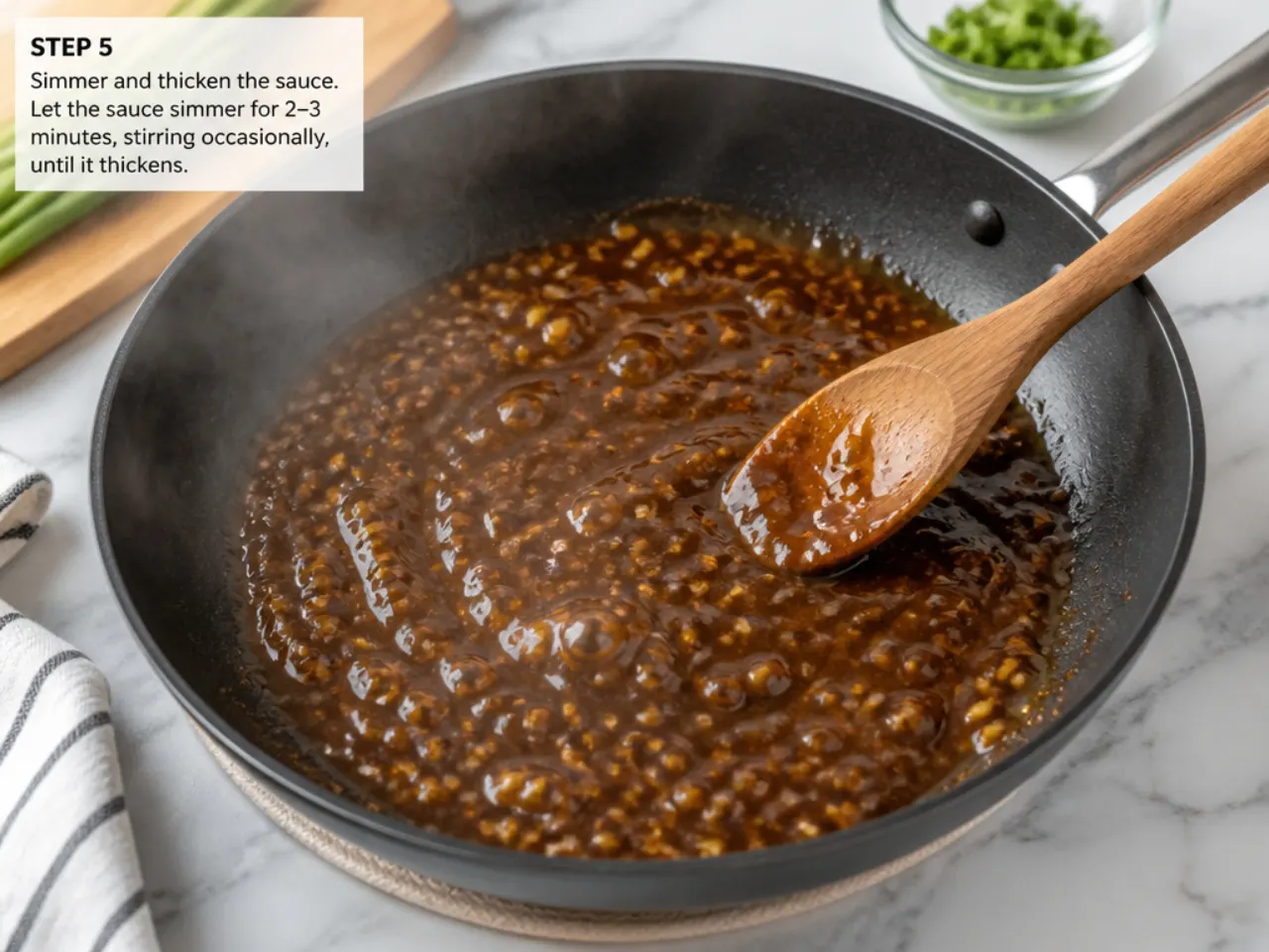 mongolian beef meal prep — step 5: simmer and thicken the sauce