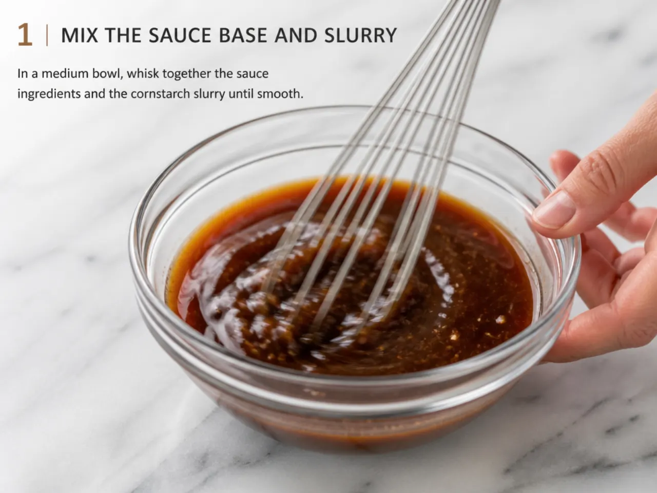 mongolian beef sauce — step 1: mix the sauce base and slurry