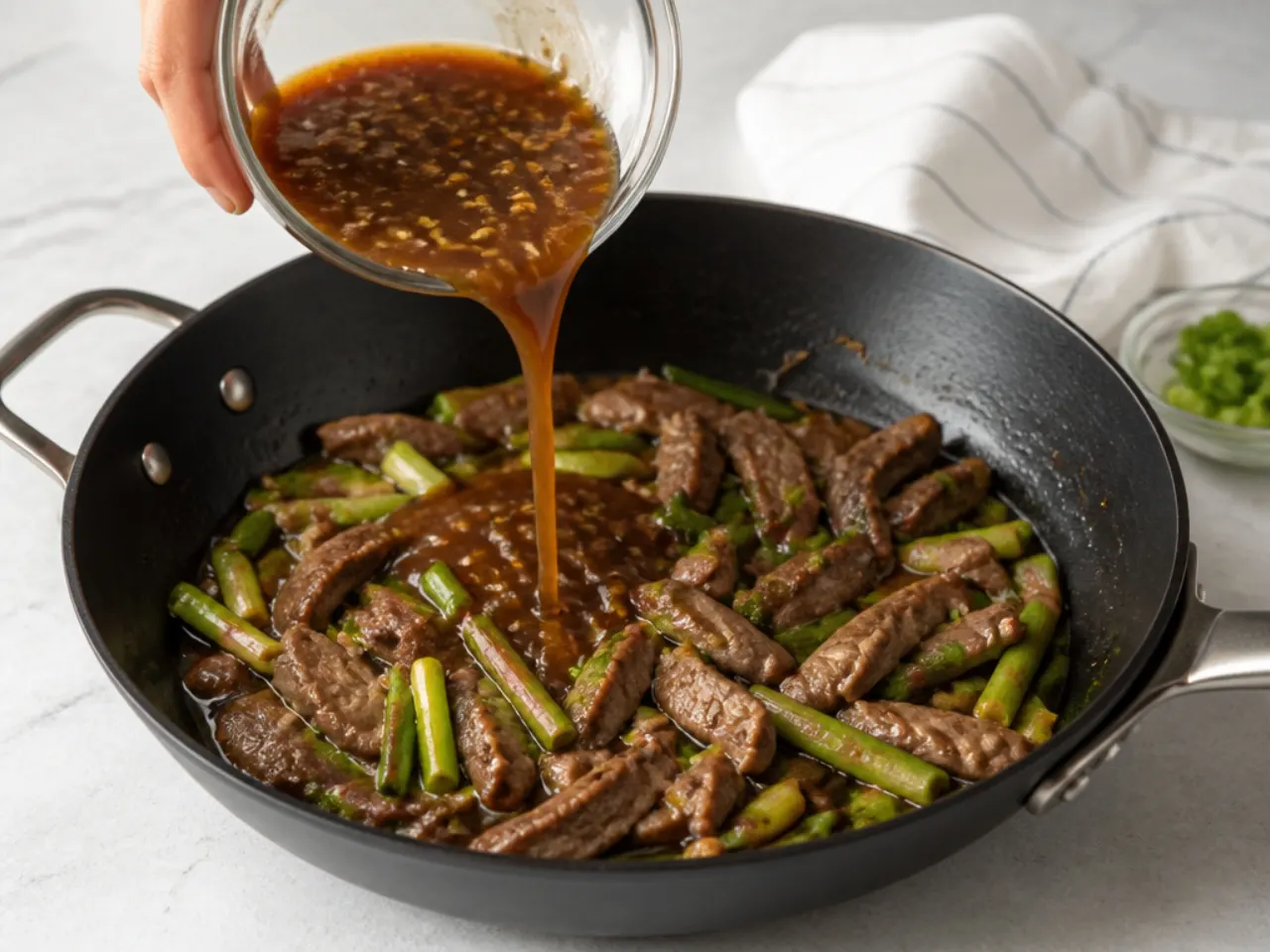 mongolian beef sauce — step 3: add the liquid