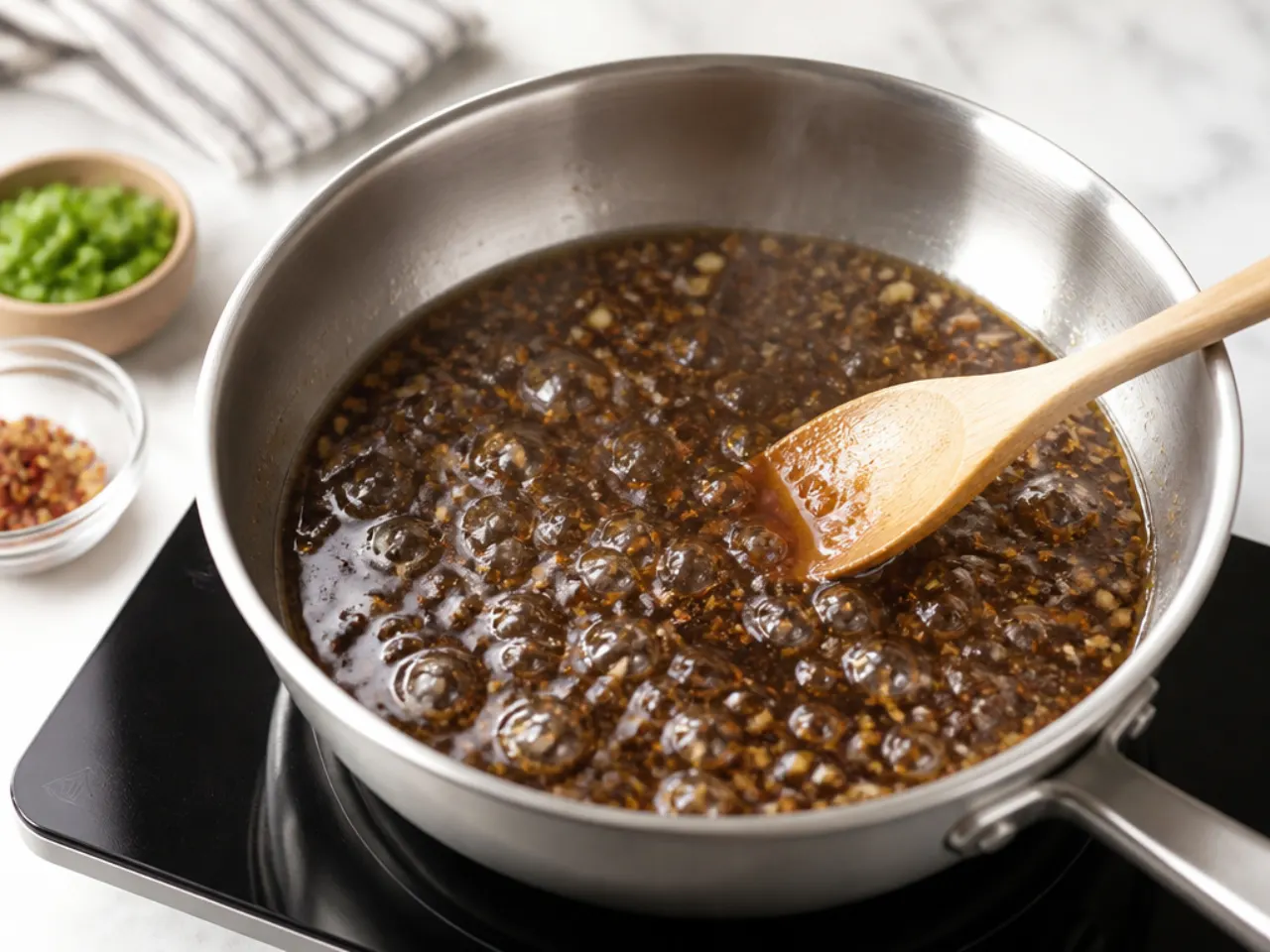 mongolian beef sauce — step 4: simmer to build flavor