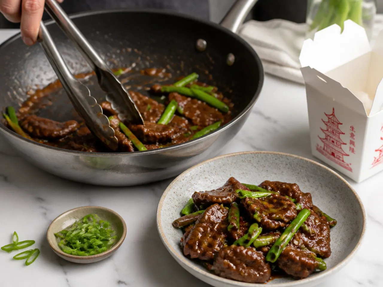 mongolian beef vs takeout — step 7: toss, finish, and serve