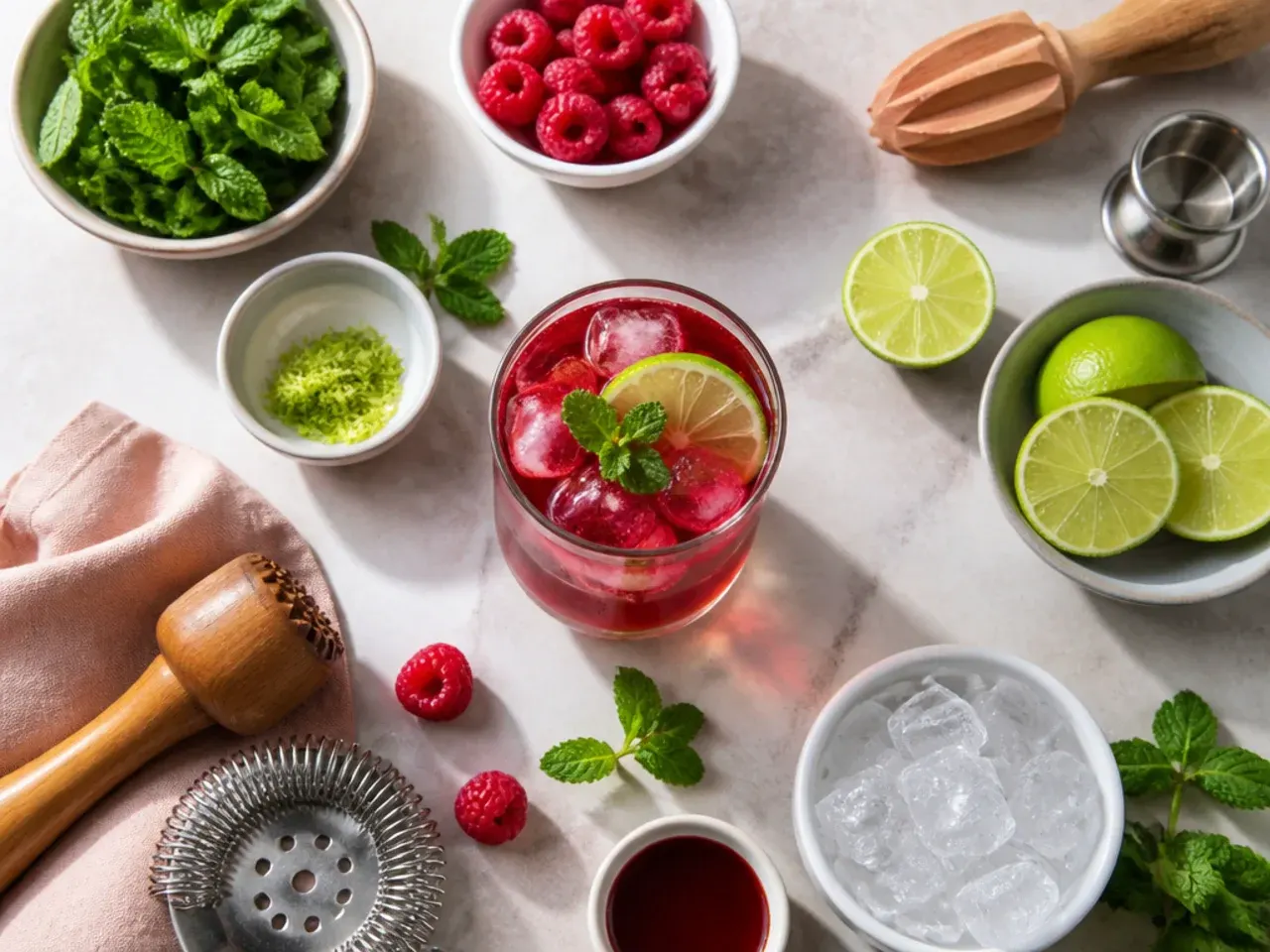 Close-up of hands pouring chilled juice into a punch bowl over ice