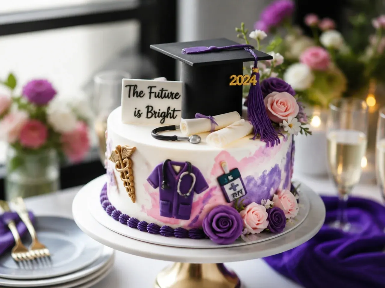 Toothpick guide lines marked in buttercream before piping a congratulations message