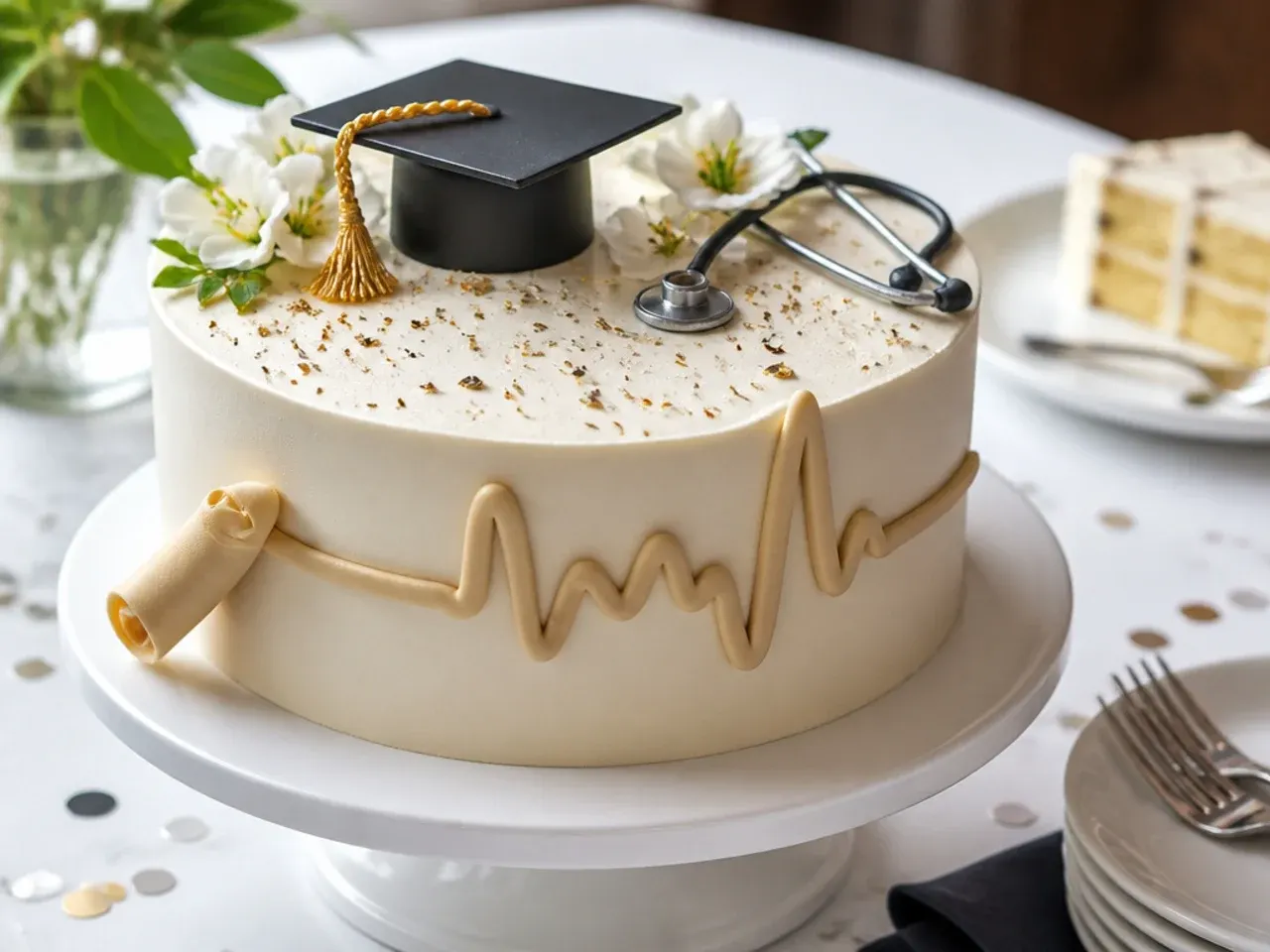 Heart monitor line piped in buttercream using a fine parchment cone