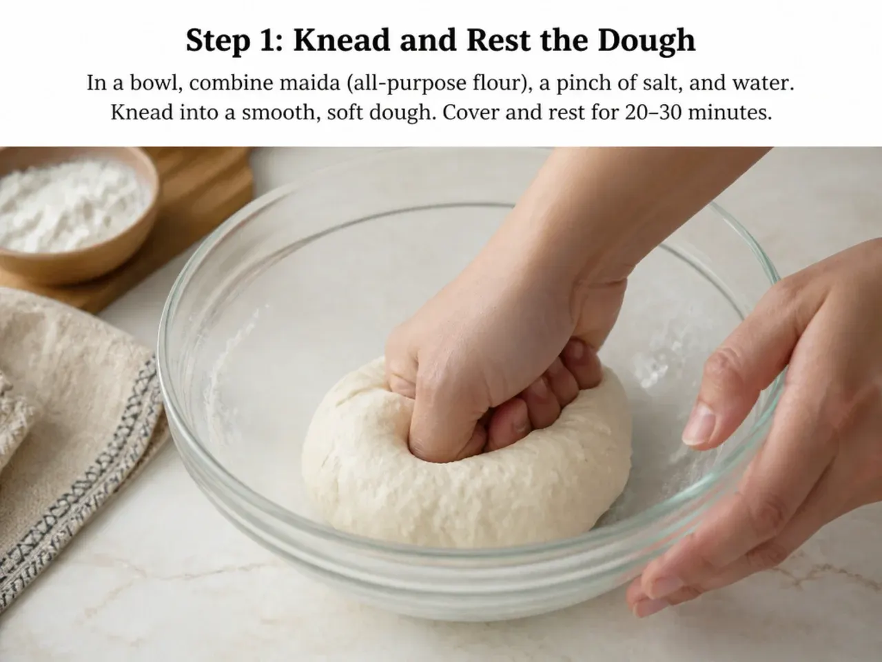 paneer momos recipe — step 1: knead and rest the dough