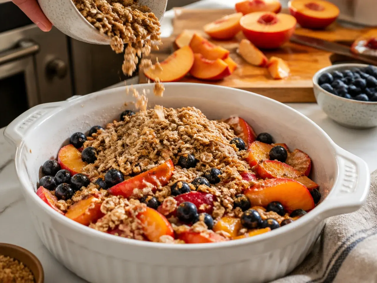 peach and blueberry crisp recipe step 1