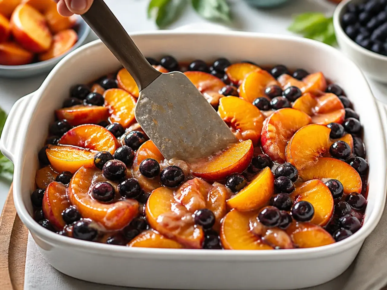 peach and blueberry crisp recipe step 3