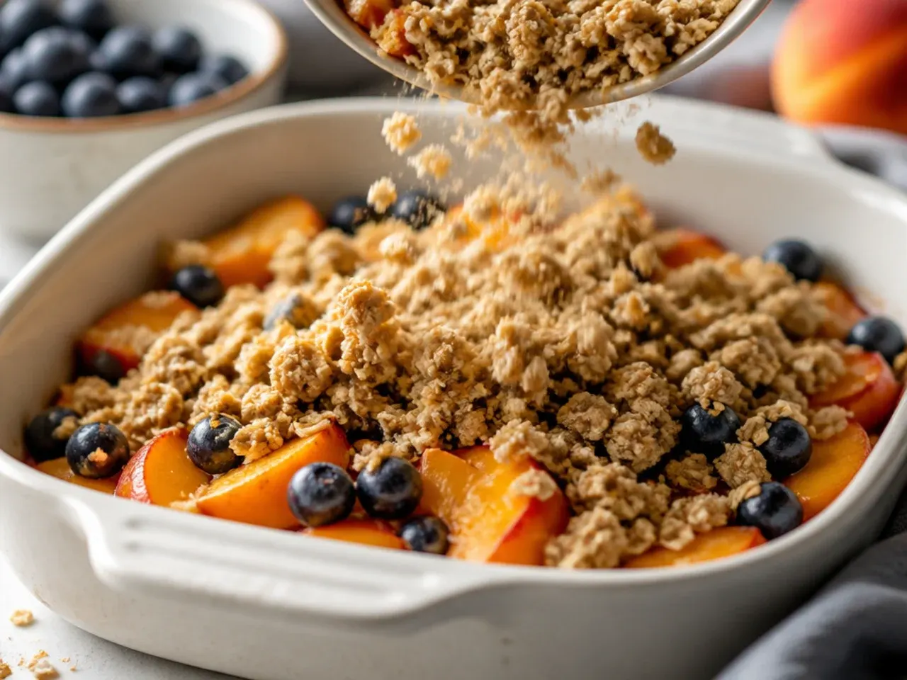 peach and blueberry crisp recipe step 5
