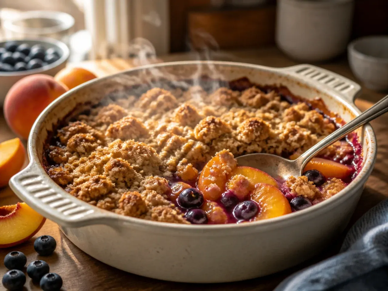 peach and blueberry crisp recipe step 6