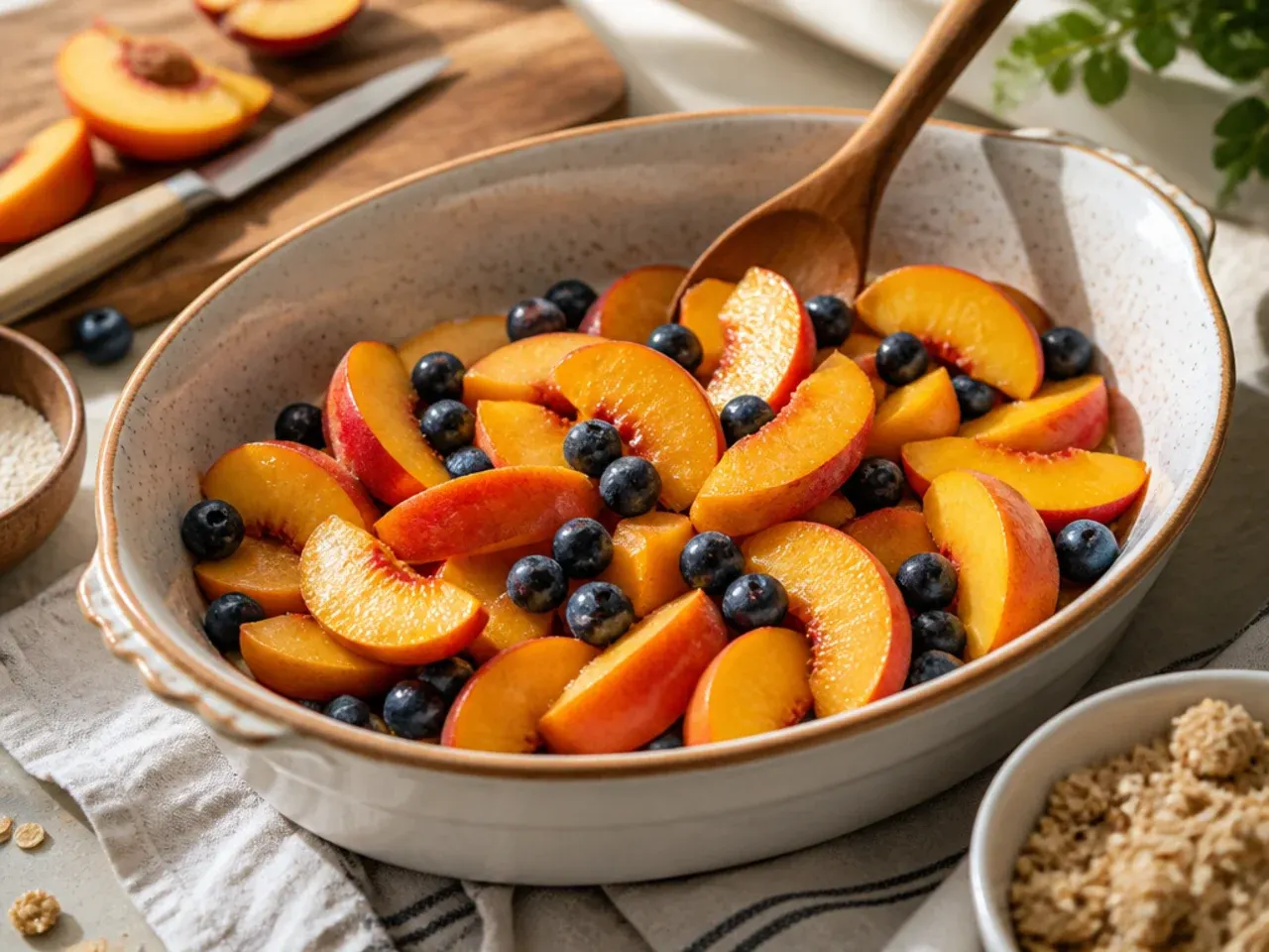 peach blueberry crisp recipe step 1