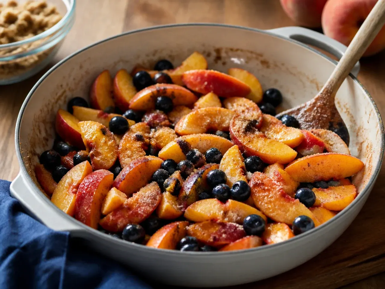 peach blueberry crisp recipe step 2