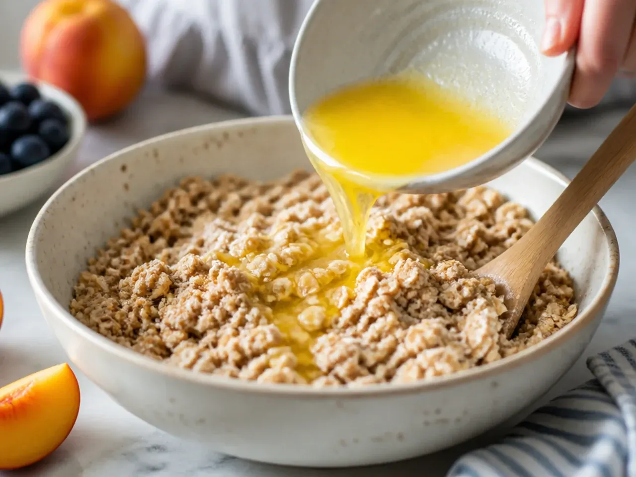 peach blueberry crisp recipe step 4