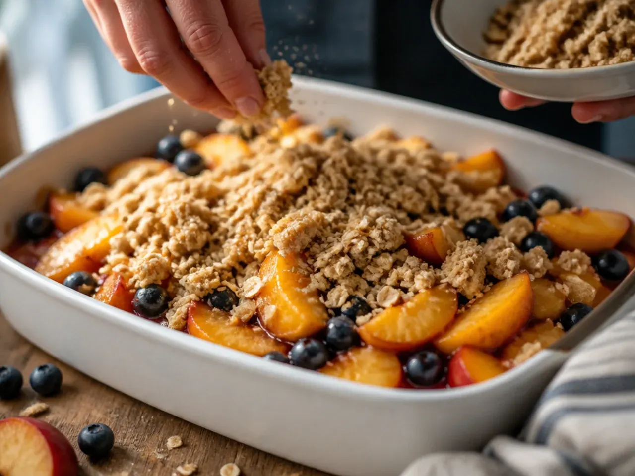 peach blueberry crisp recipe step 5