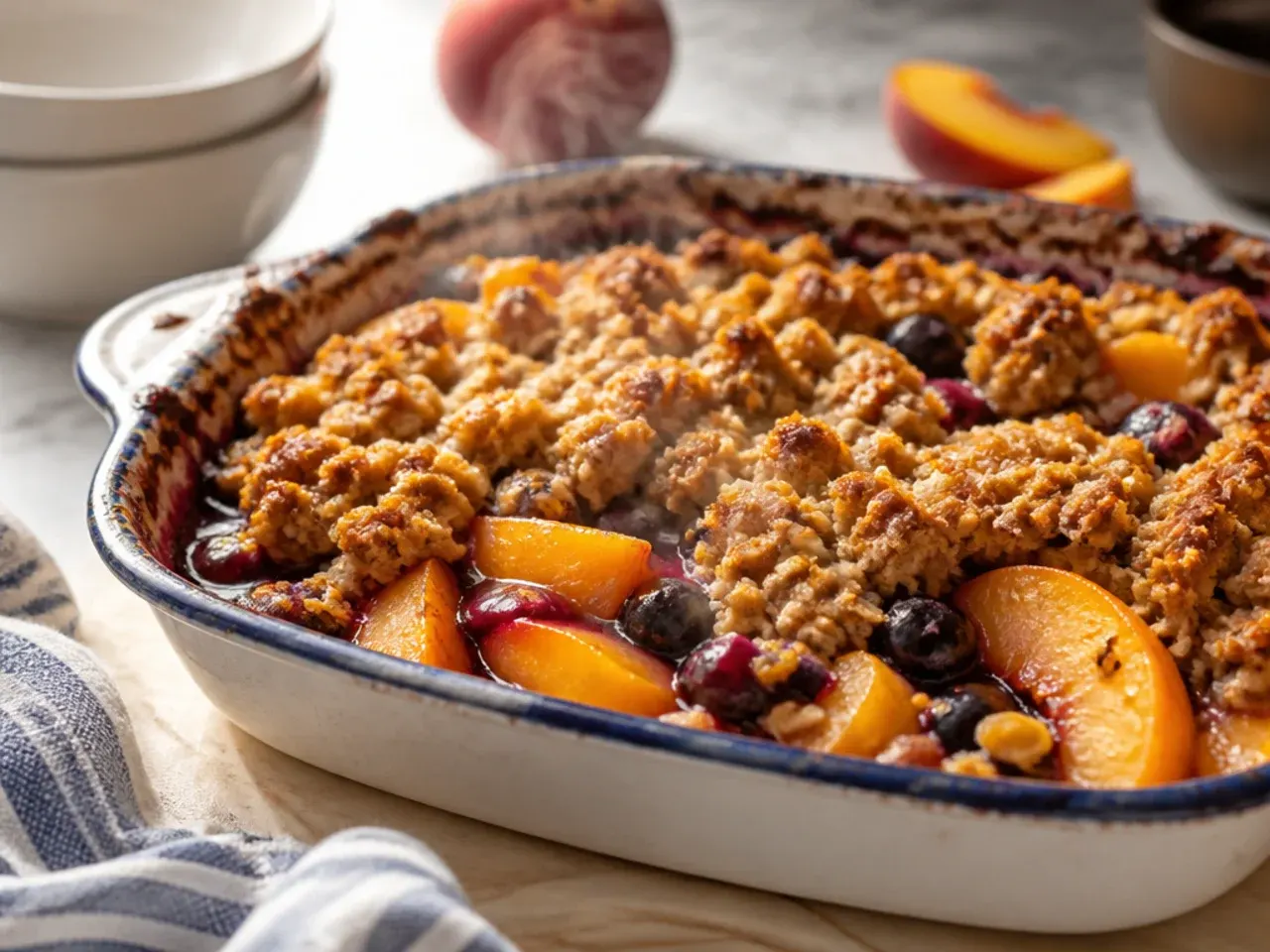 peach blueberry crisp recipe step 6