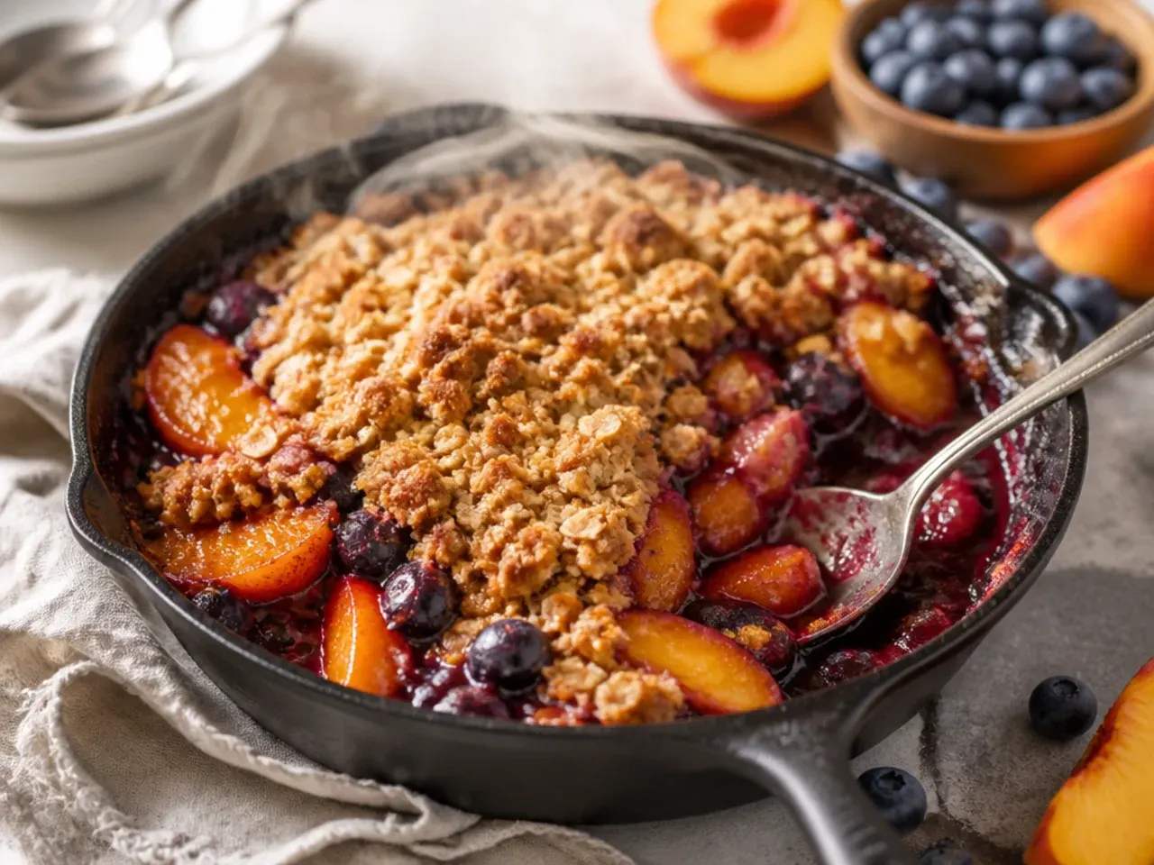 peach blueberry crisp recipe step 7