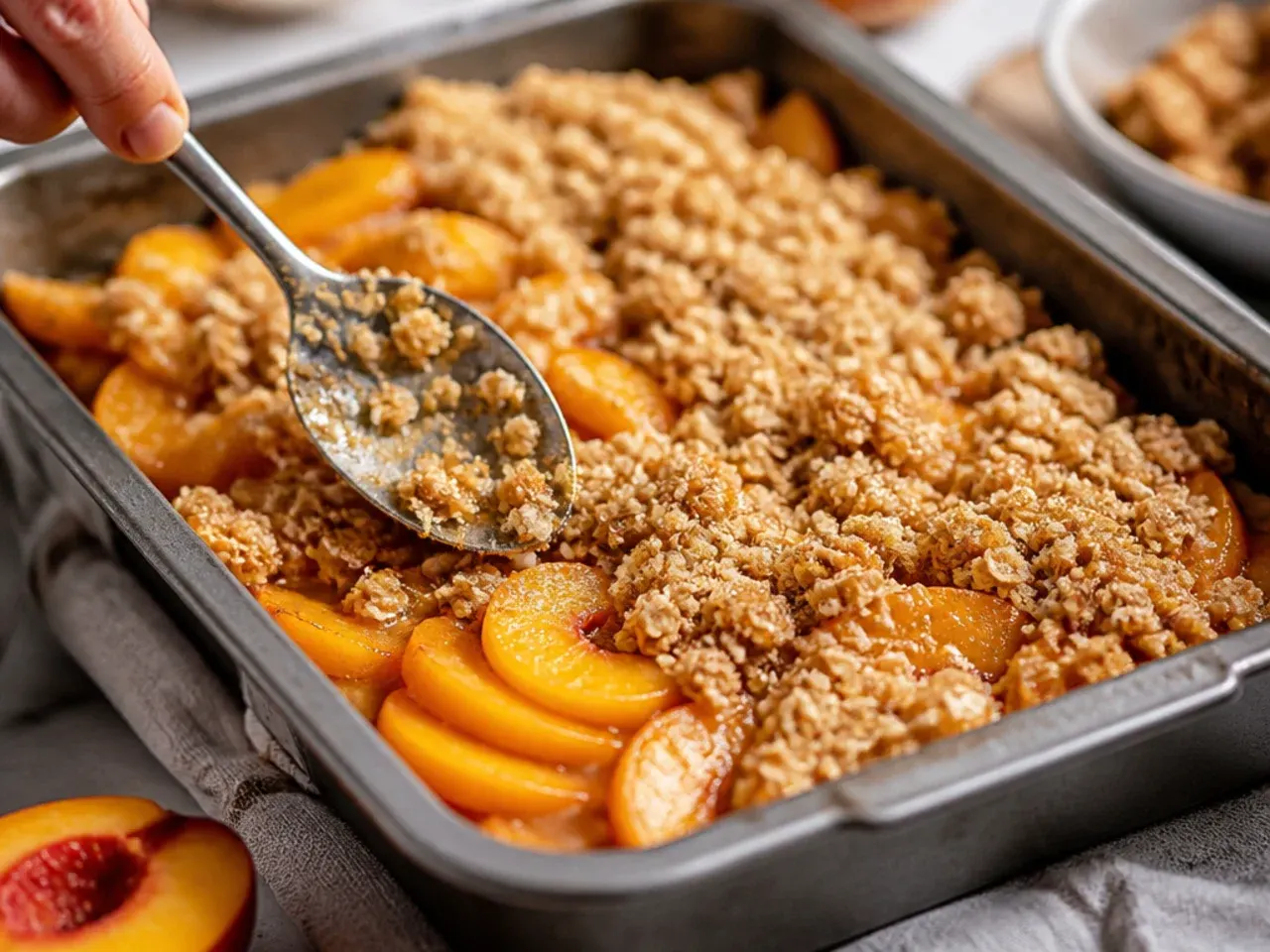 peach cobbler crisp recipe step 10