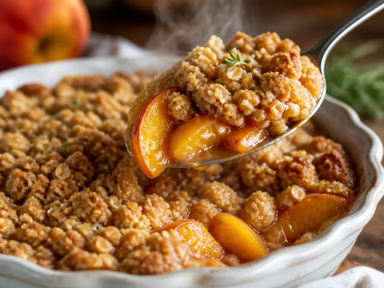 Sliced unpeeled peaches with skin on in a mixing bowl