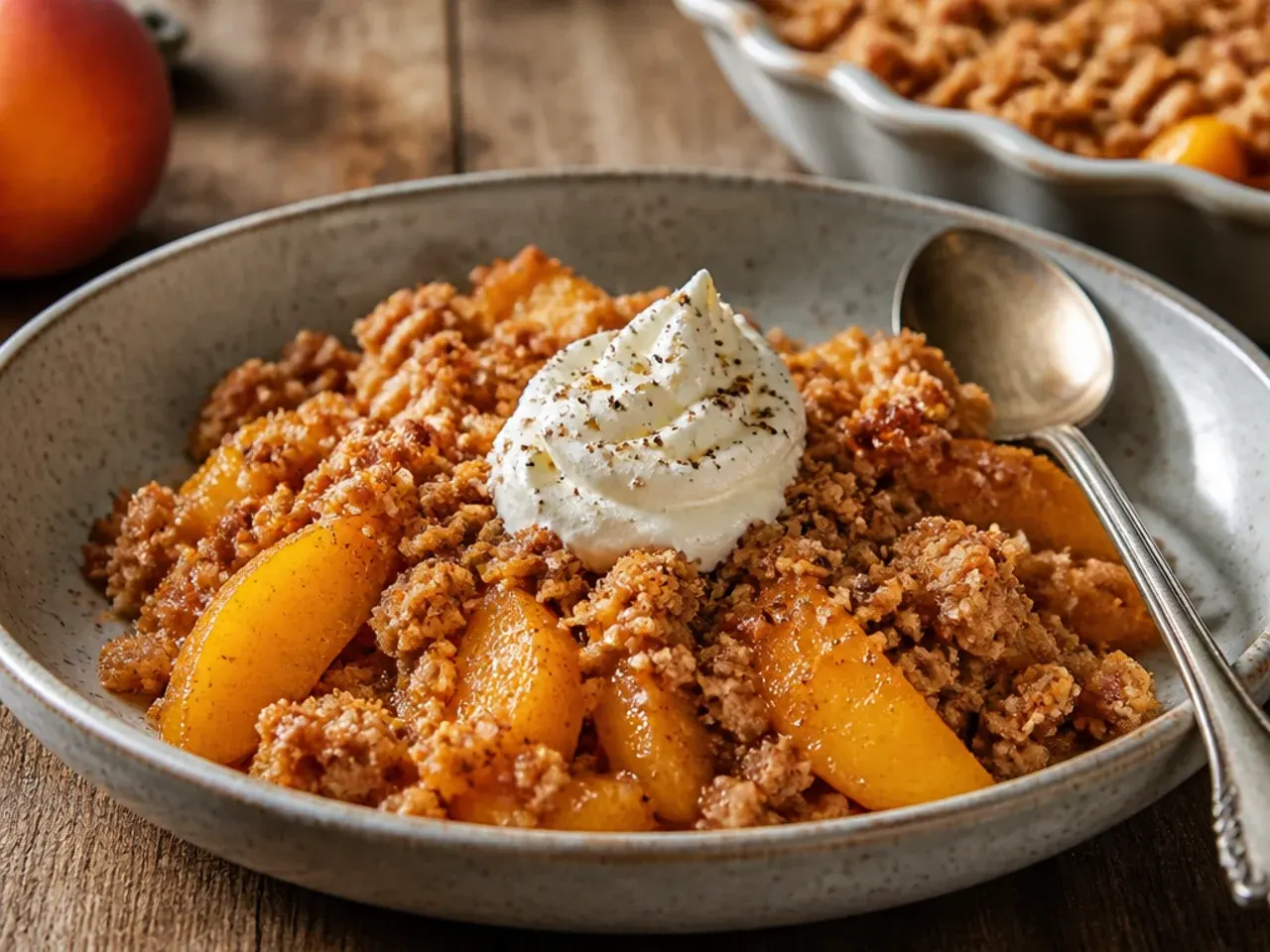 Gluten-free peach crisp with almond flour crumble topping