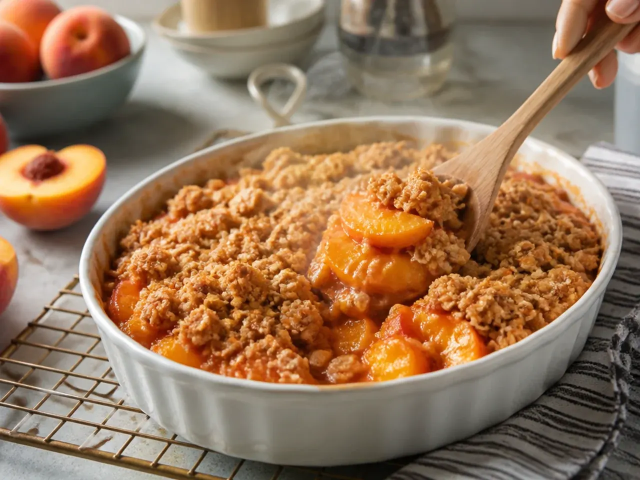 peach crisp with fresh peaches recipe step 7
