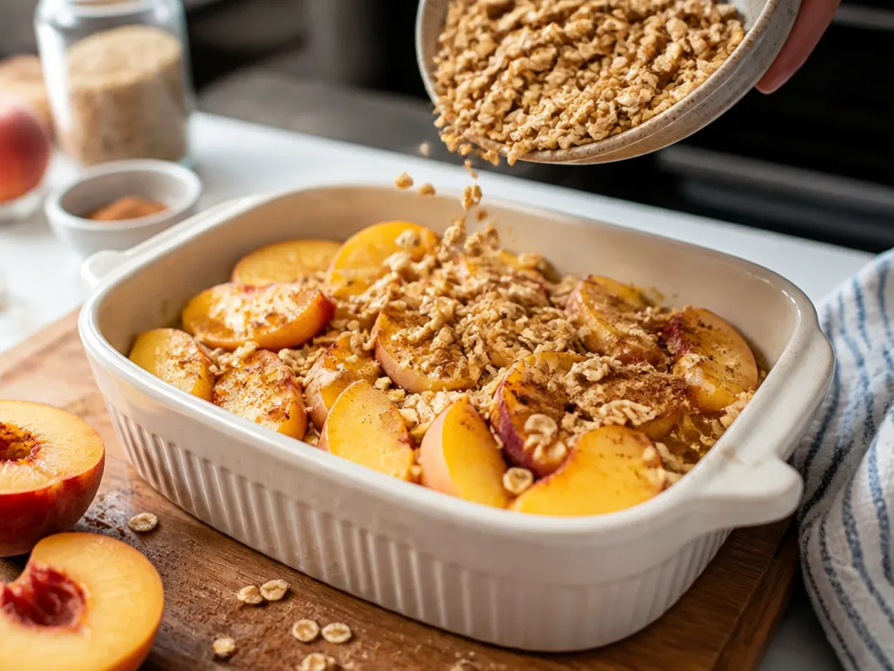 peach crisp with oatmeal recipe step 1