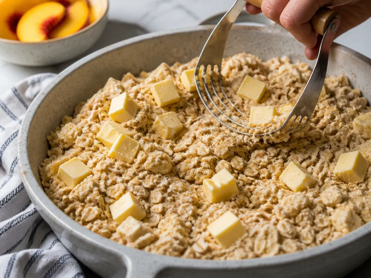 peach crisp with oatmeal recipe step 4