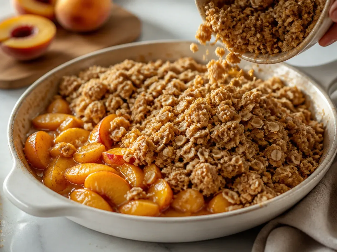 peach crisp with oatmeal recipe step 5