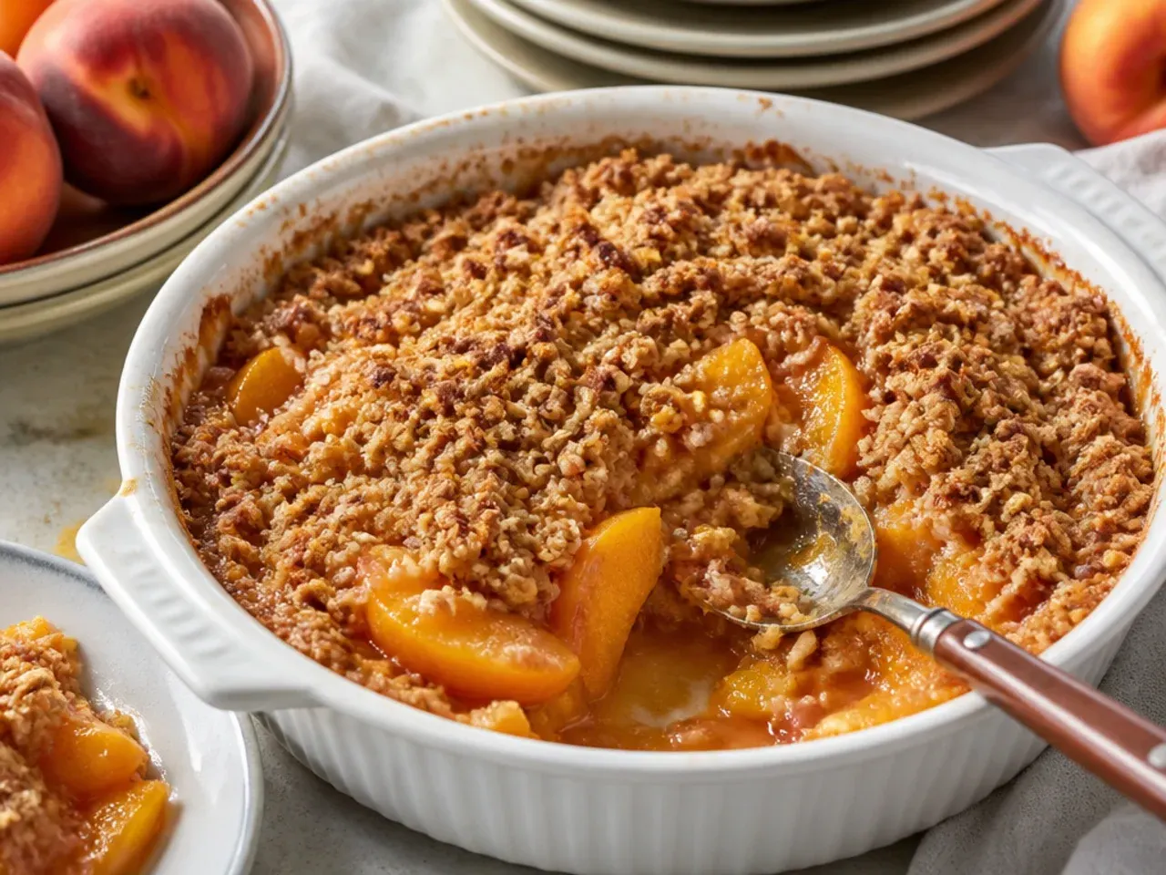 peach crisp with oatmeal recipe step 6