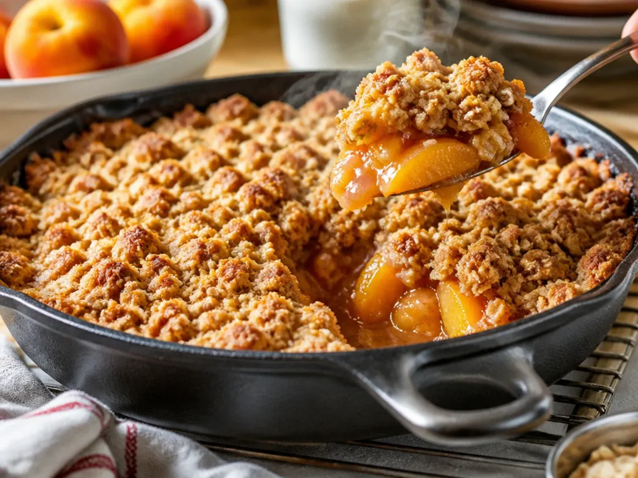 peach crisp with oatmeal recipe step 7