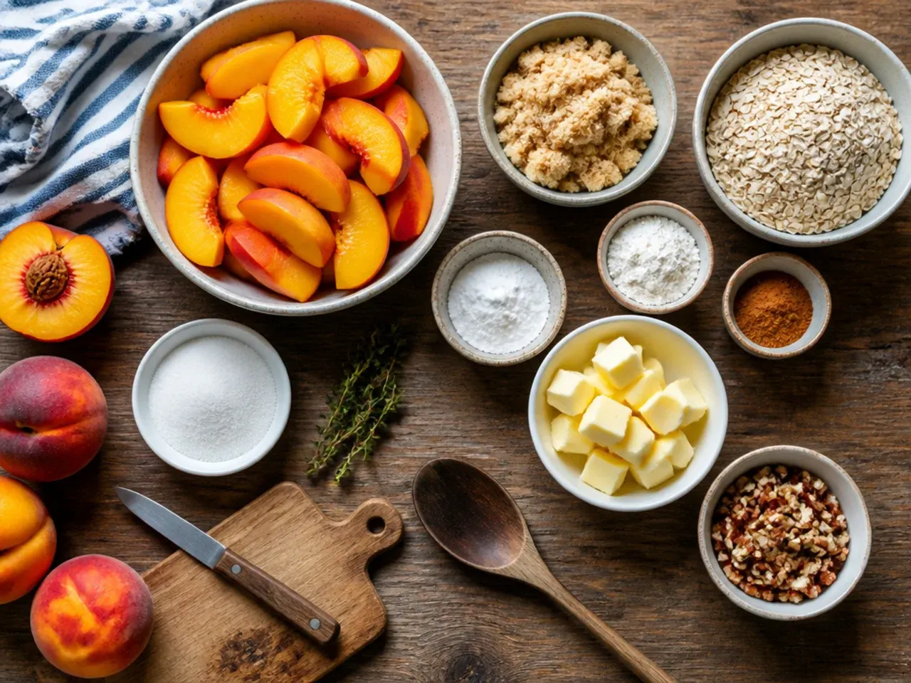 Hands rubbing cold butter into oat crumble topping in a mixing bowl
