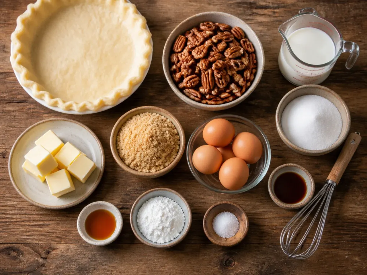 Close-up of toasted pecans and whipped cream cheese filling being prepared