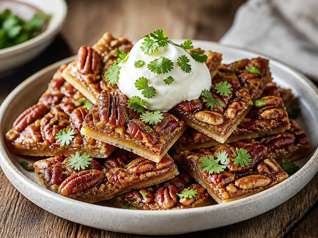 Maple and orange pecan pie bark with a glossy caramel sheen