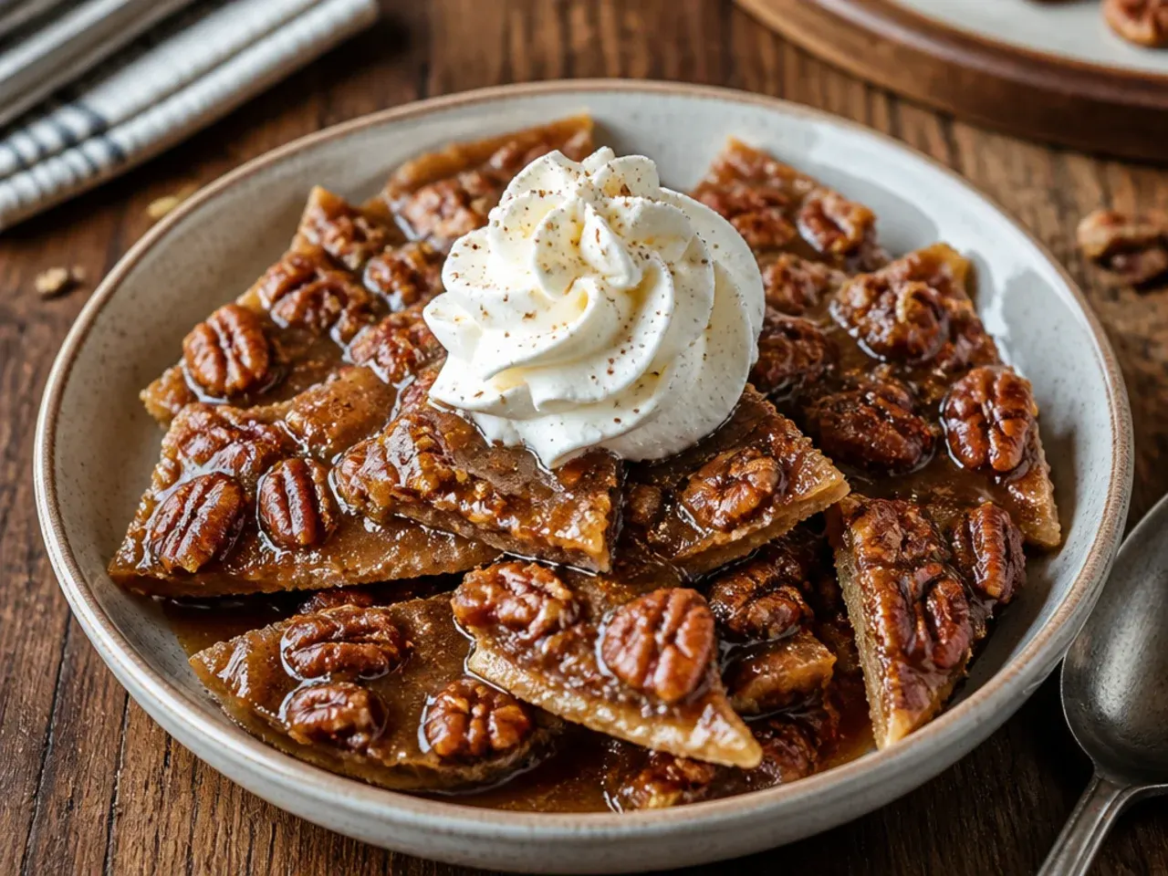 Gluten-free pecan pie bark made with coconut sugar caramel
