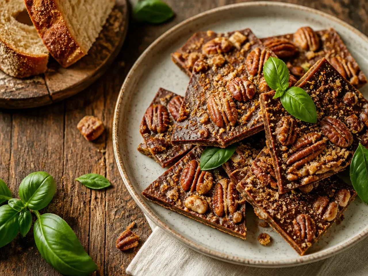 Lemon-zested pecan pie bark with a bright citrus caramel