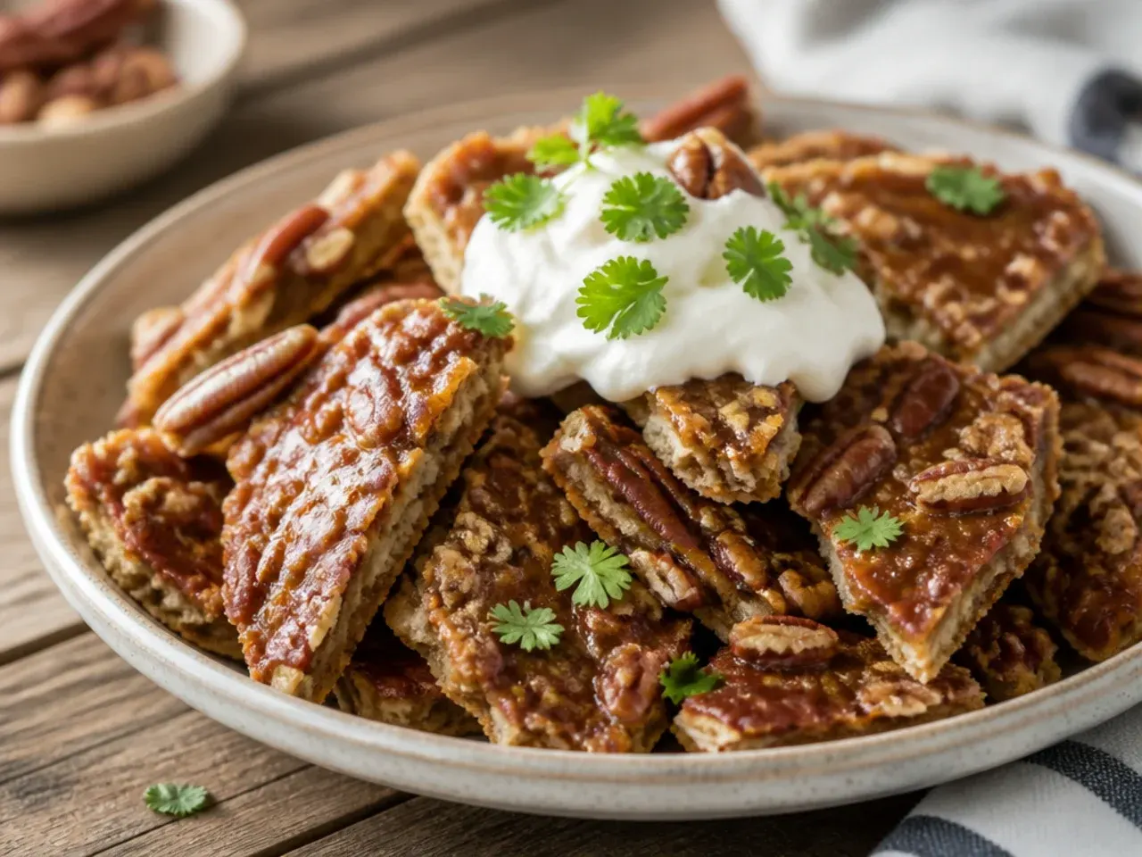 Dairy-free pecan pie bark made with coconut oil caramel