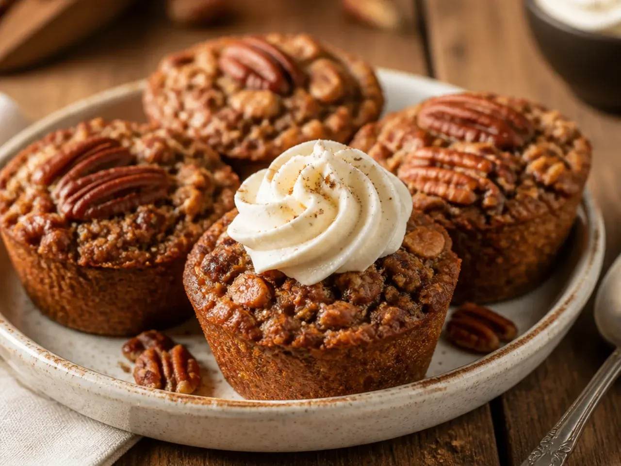 Chopped pecans toasting golden on a baking tray