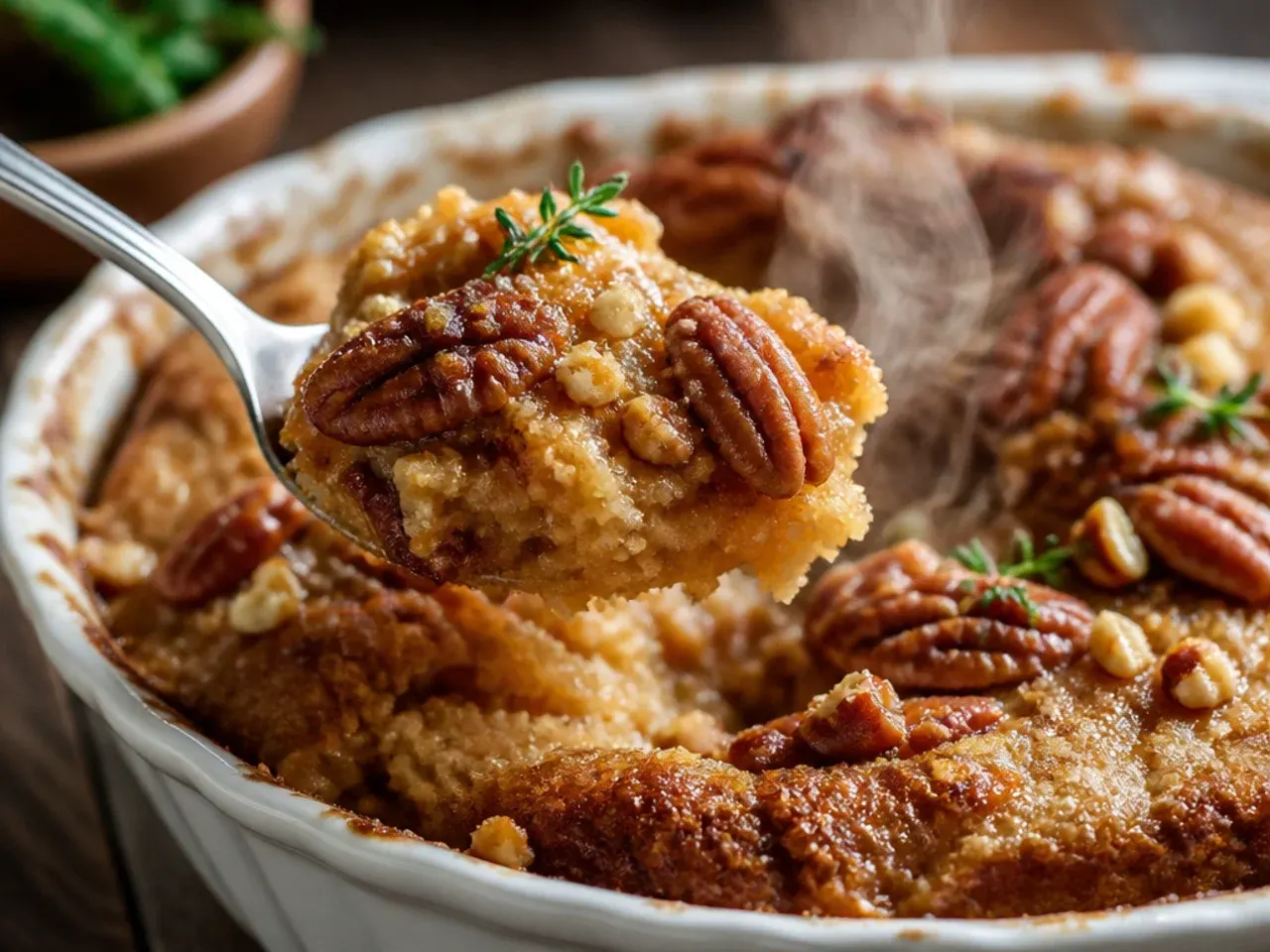 Pecan pie muffins with deeply toasted golden pecan topping
