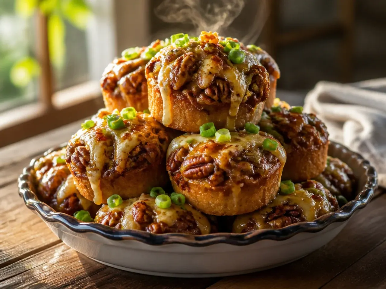 Pecan pie muffins cooling in a single layer on a wire rack