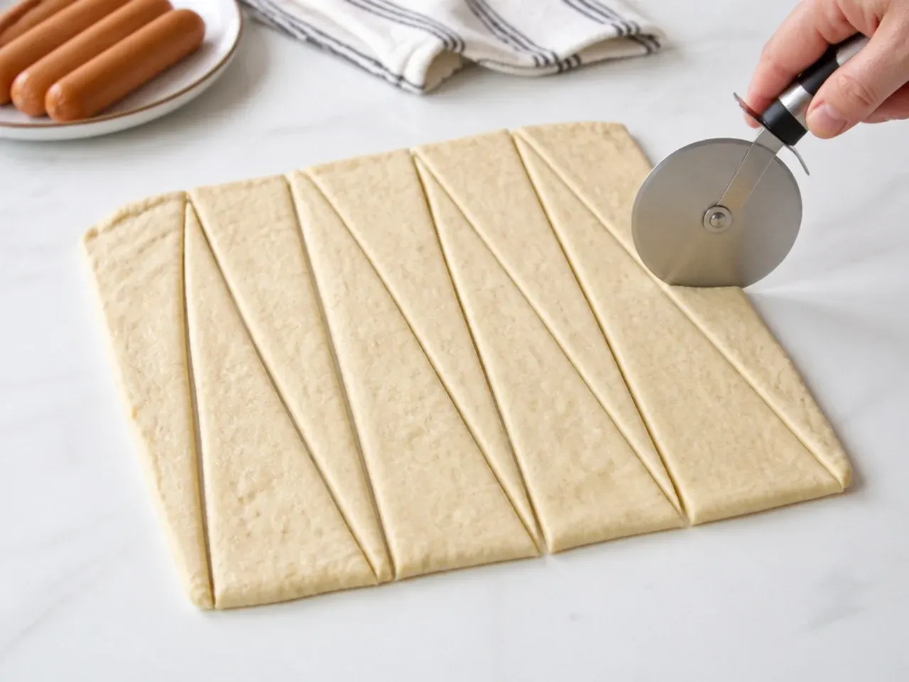 pigs in a blanket appetizer — step 3: cut the dough