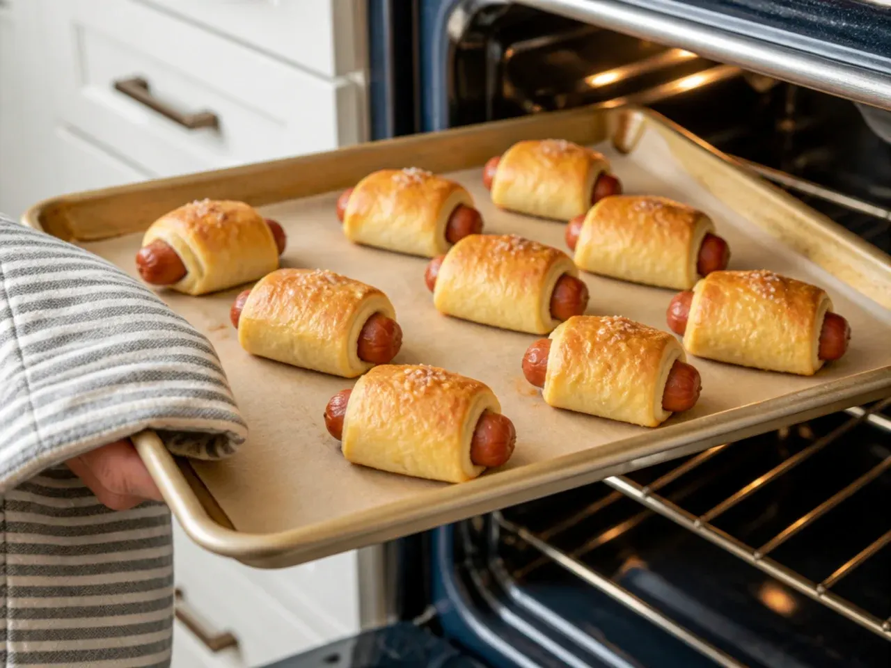pigs in a blanket appetizer — step 6: bake until golden