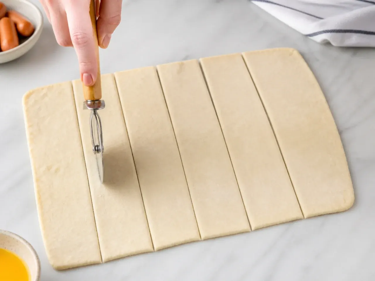pigs in a blanket for kids — step 2: cut the dough