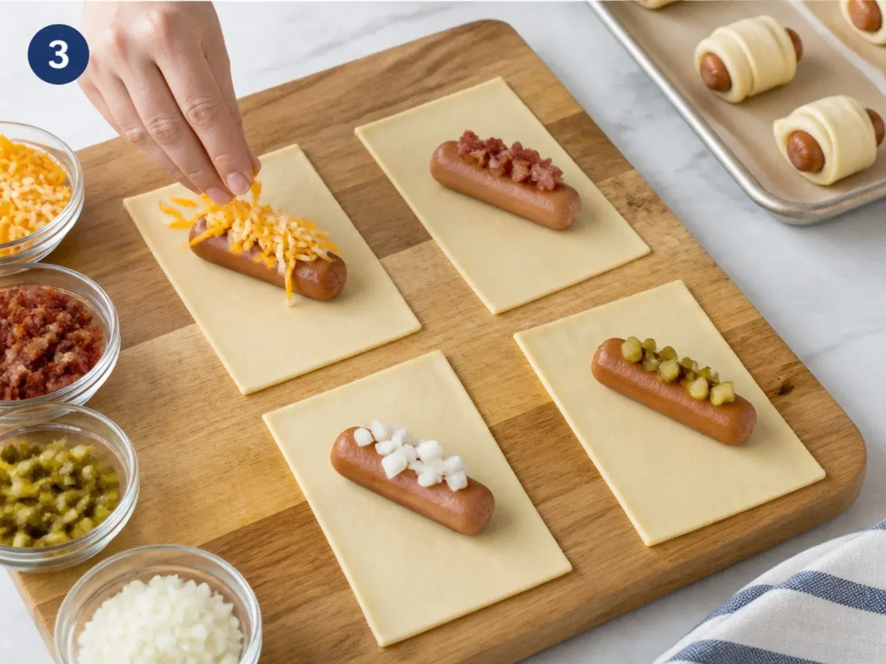 pigs in a blanket for kids — step 3: add optional fillings