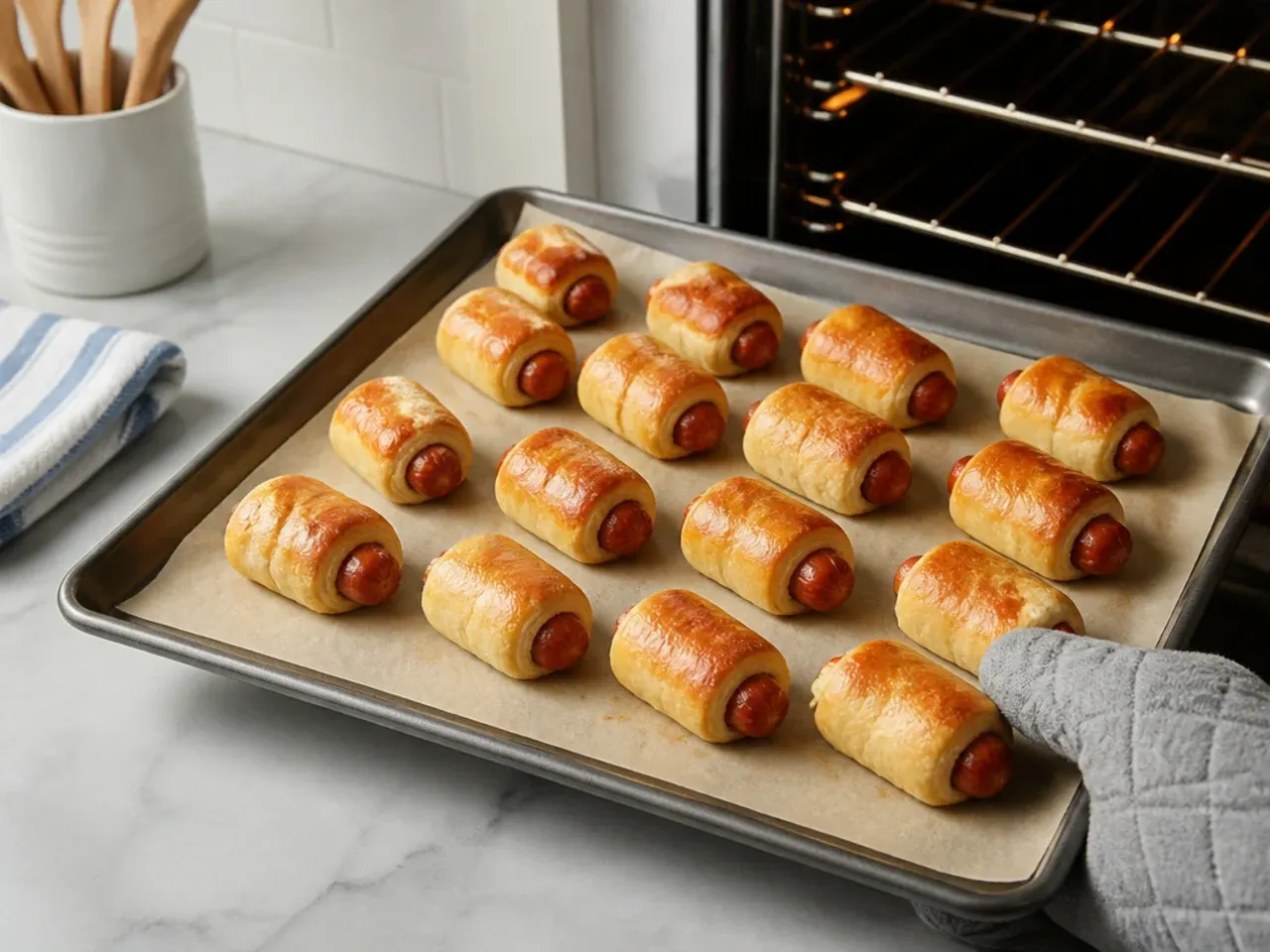 pigs in a blanket for kids — step 6: bake until golden