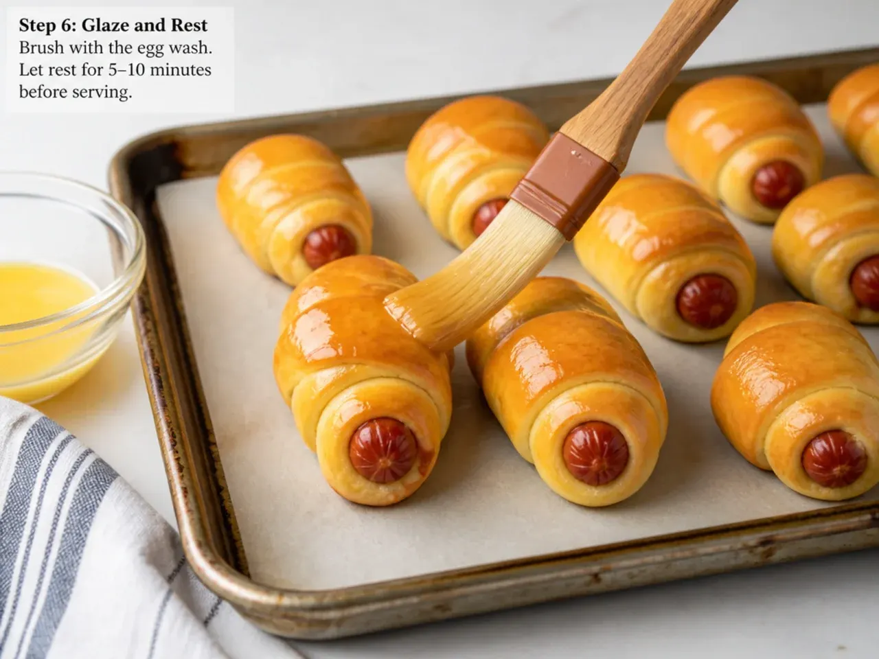 pigs in a blanket how to — step 6: glaze and rest
