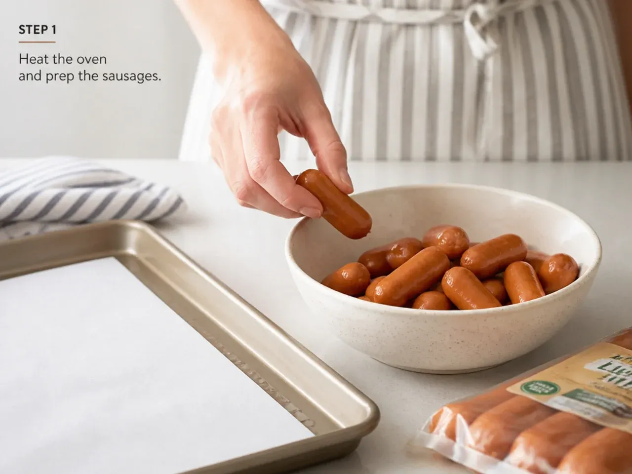 pigs in a blanket ideas — step 1: heat the oven and prep the sausages