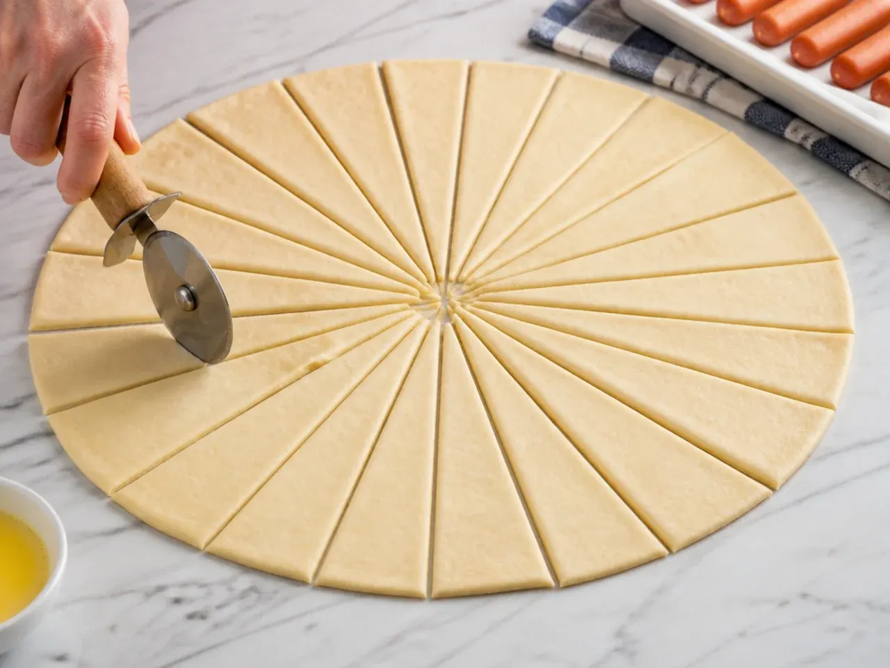 pigs in a blanket ideas — step 2: cut the dough into 48 triangles