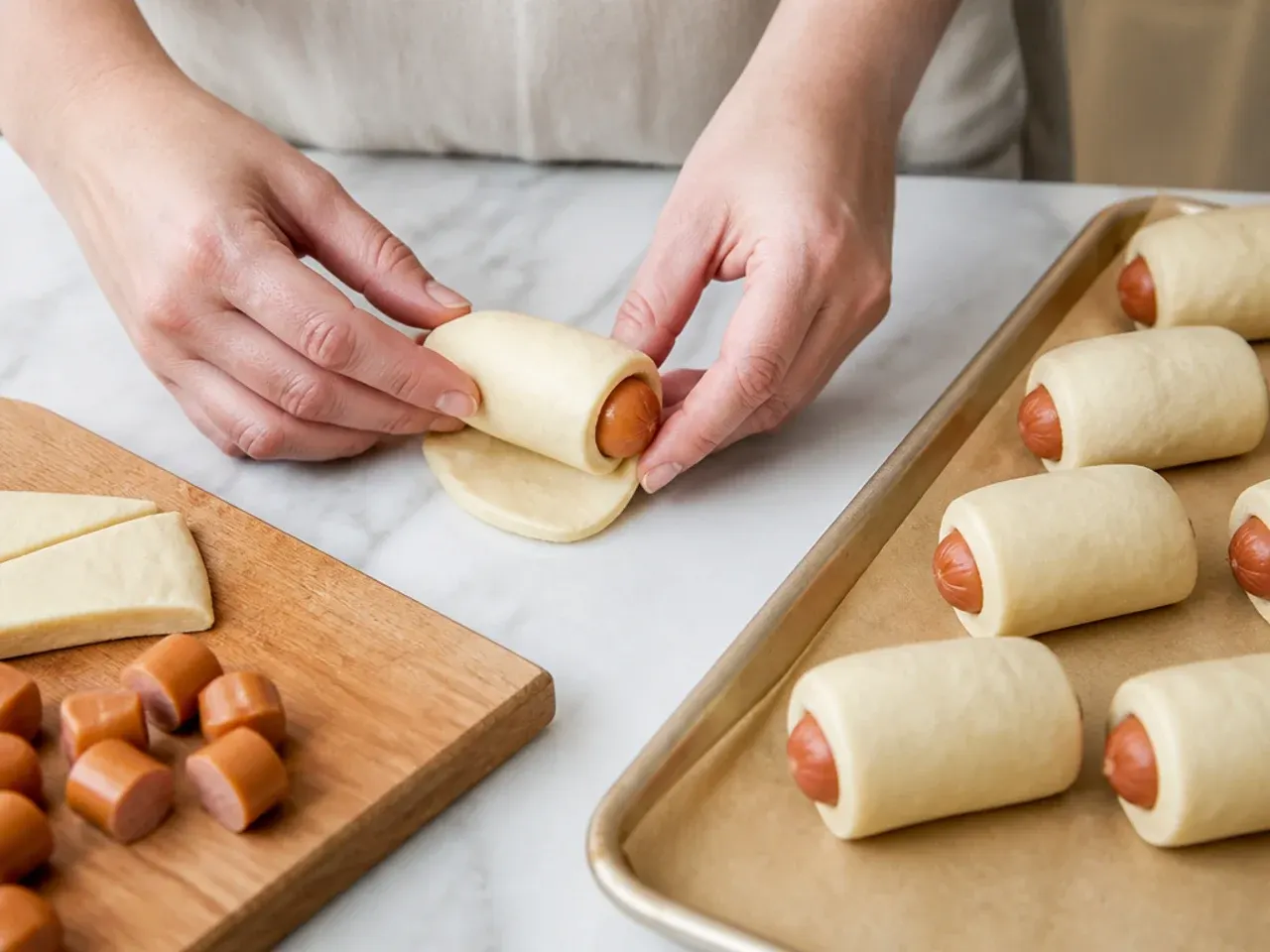 pigs in a blanket ideas — step 4: roll each sausage in its blanket