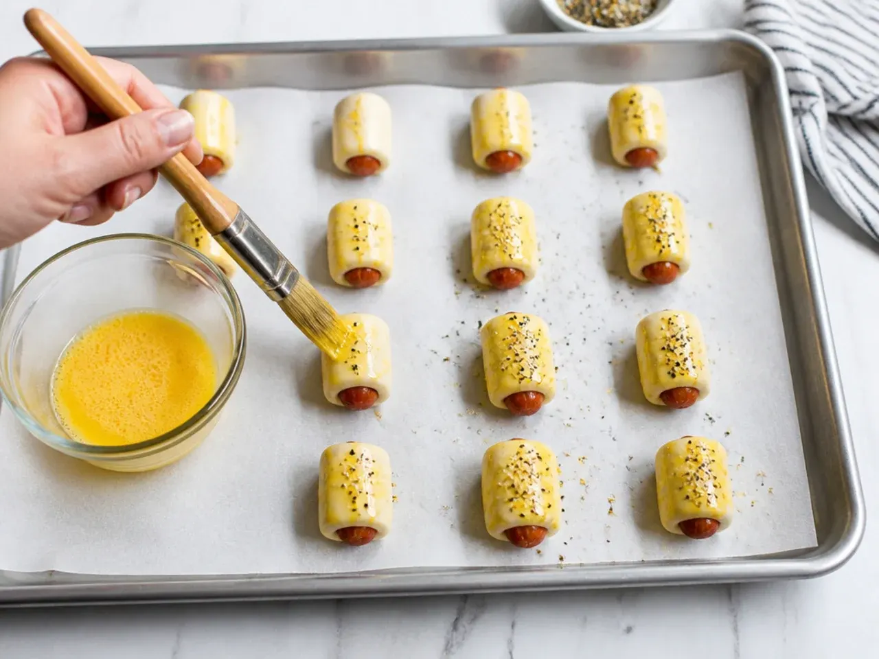 pigs in a blanket ideas — step 5: egg wash and season