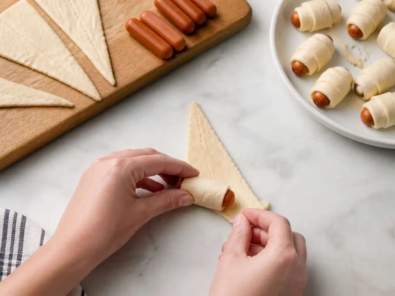 pigs in a blanket party — step 4: wrap each sausage
