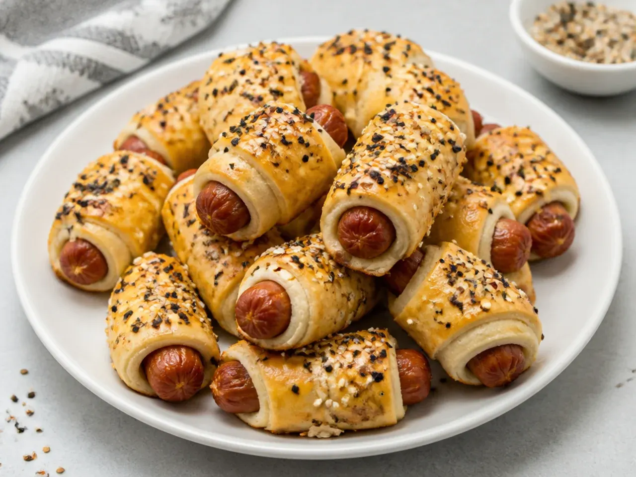 Modern everything bagel seasoning pigs in a blanket party appetizers