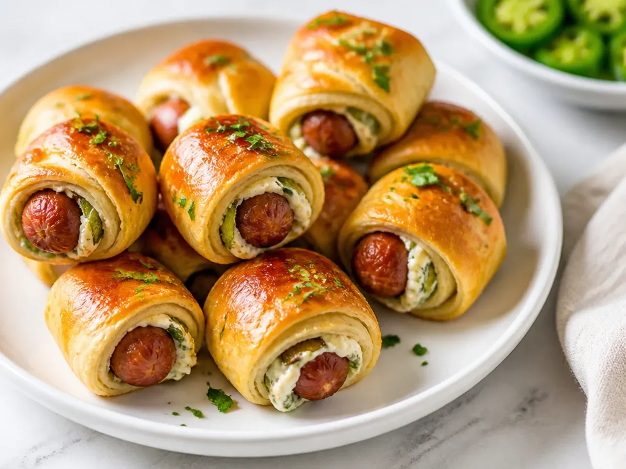 Bold jalapeno popper pigs in a blanket party bites with cream cheese